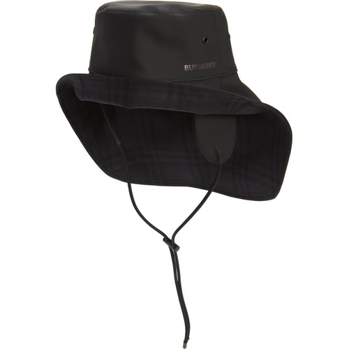 버버리 Burberry Diva Logo Print Rubberized Fisherman Hat_BLACK