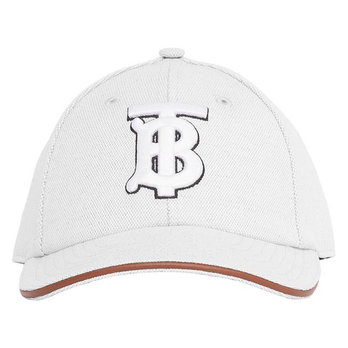 버버리 Burberry Embroidered TB Monogram Baseball Cap_White