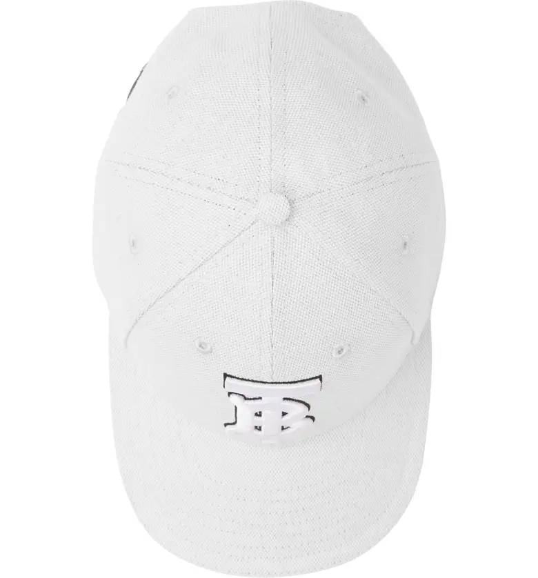 버버리 Burberry Embroidered TB Monogram Baseball Cap_White