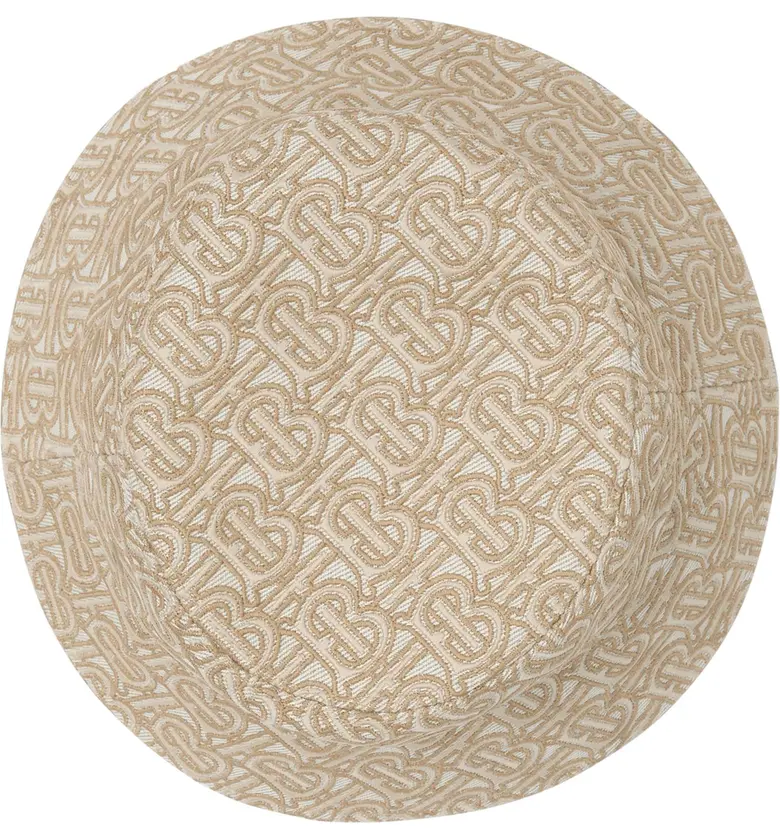 버버리 Burberry Embroidered TB Monogram Canvas Bucket Hat_TB TAN / SOFT FAWN