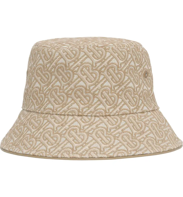 버버리 Burberry Embroidered TB Monogram Canvas Bucket Hat_TB TAN / SOFT FAWN