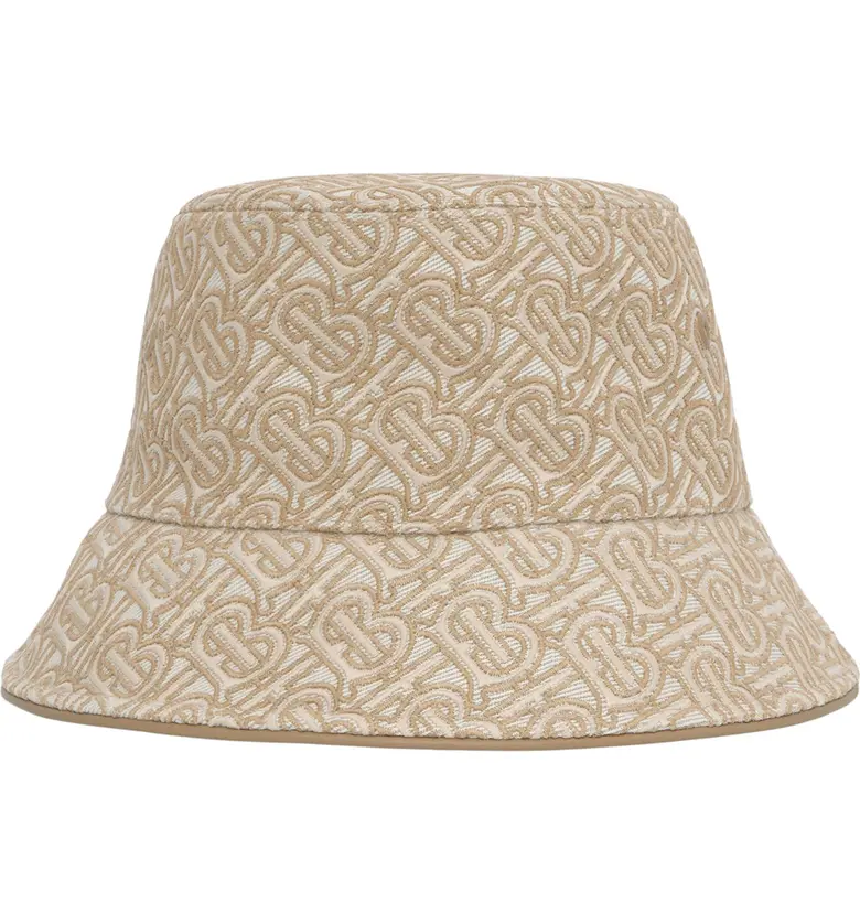 버버리 Burberry Embroidered TB Monogram Canvas Bucket Hat_TB TAN / SOFT FAWN