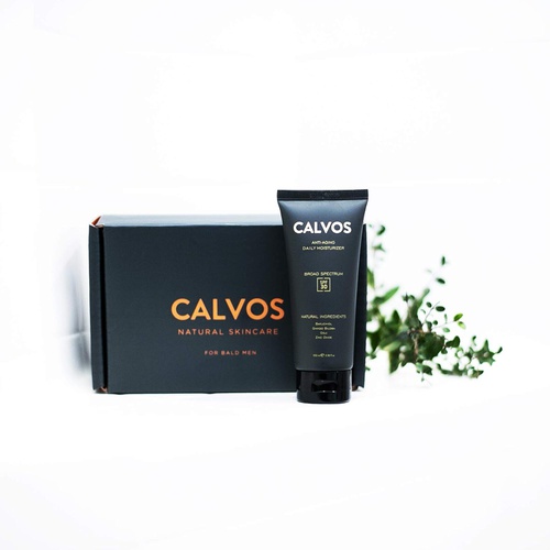  Calvos Anti-Aging Sunscreen and Moisturizer for Bald Men Head and Face. SPF 30 All Natural - Fragrance Free - Reef Safe - Non Greasy Matte Sunblock and Face Cream Protects Nourishe