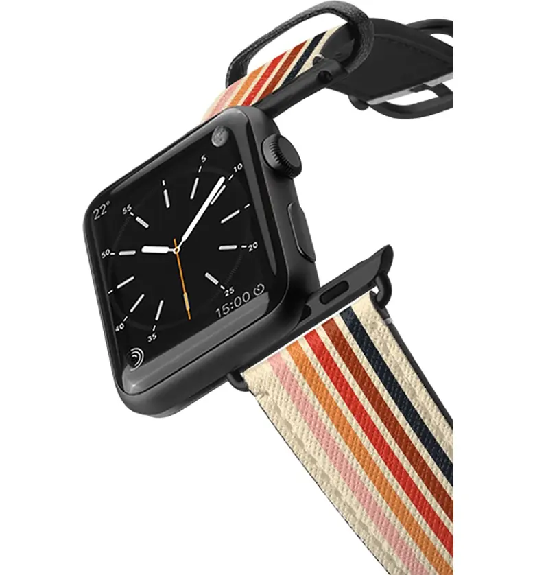  CASETiFY Retro Saffiano Faux Leather Apple Watch Strap_SPACE GREY