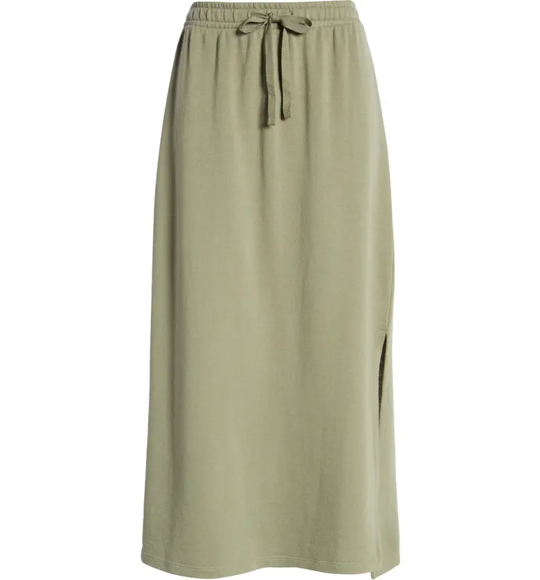 Caslon Side Slit Midi Skirt_GREEN DUNE