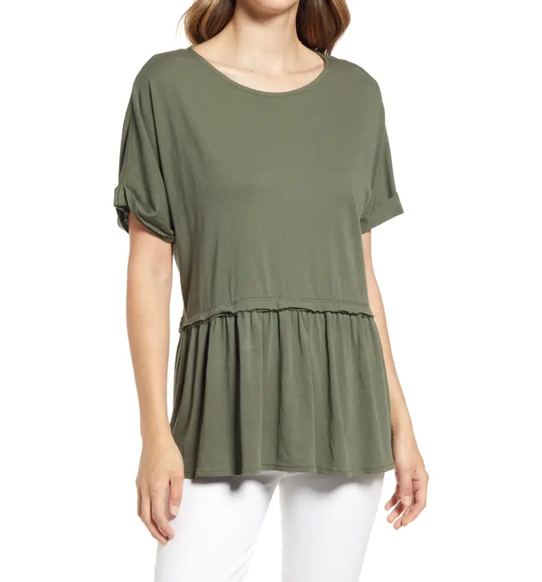 Caslon Floaty Peplum Jersey Top_GREEN BEETLE