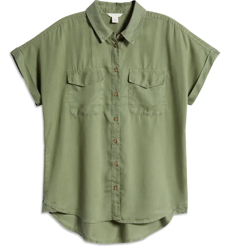 Caslon Button-Up Utility Shirt_GREEN DUNE