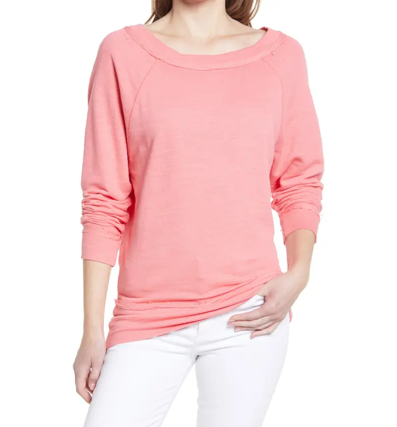 Caslon Dolman Sleeve Cotton Blend Pullover_CORAL TEA ROSE