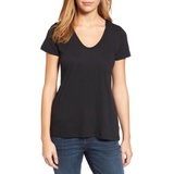 Caslon Rounded V-Neck T-Shirt_BLACK