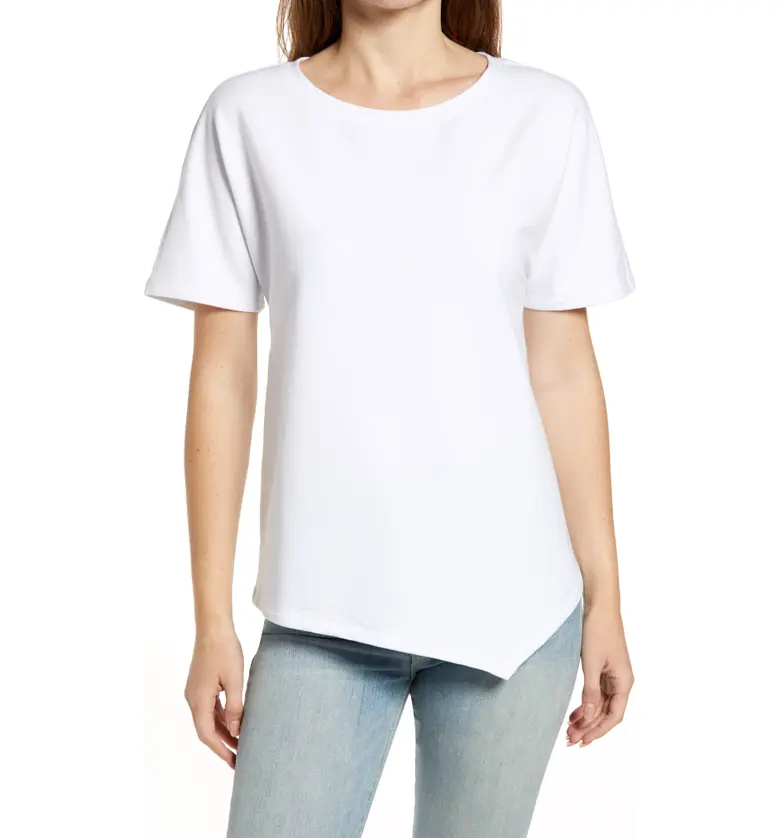Caslon Asymmetrical T-Shirt_WHITE