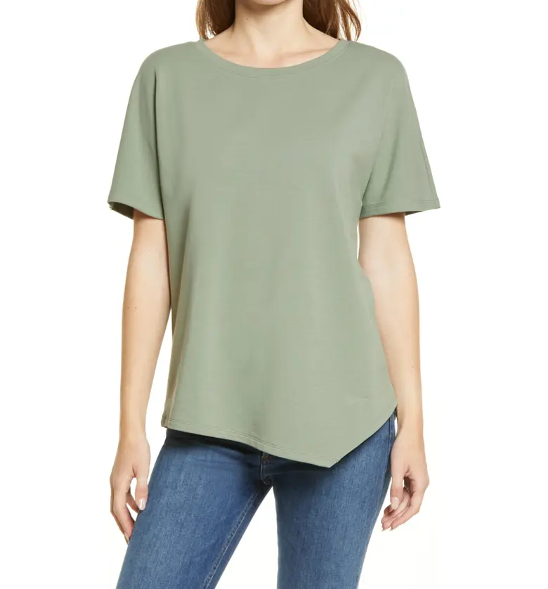 Caslon Asymmetrical T-Shirt_GREEN DUNE