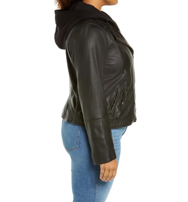  Caslon Leather Moto Jacket with Removable Hood_BLACK
