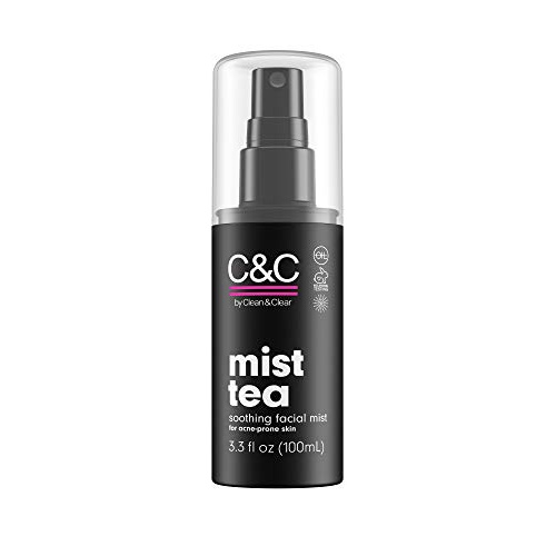  C&C by Clean & Clear Mist Tea Facial Mist, Soothes & Hydrates Acne Prone Skin, With Green Tea Antioxidants, Soy Free, Gluten Free, Vegan, Not Tested On Animals, 3.3 fl oz