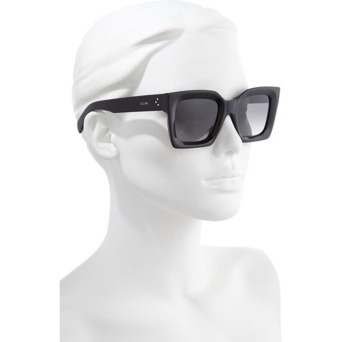 셀린느 CELINE 51mm Polarized Square Sunglasses_BLACK/ SMOKE