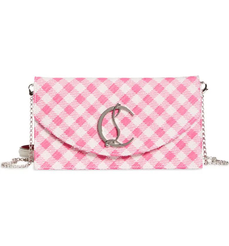 Christian Louboutin Loubi54 Gingham Check Clutch_ROSE BIANCO/ BIANCO/ SILVER