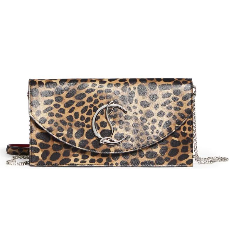 Christian Louboutin Loubi54 Animal Print Embossed Leather Clutch_MULTI/ SILVER