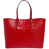 Christian Louboutin Cabata Croc Embossed Leather Tote_LOUBI RED