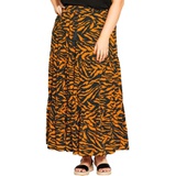 City Chic Tiger Print Maxi Skirt_SERENGETI