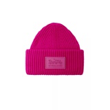 Womens Classic Ribbed Tonal Patch Cuff Beanie