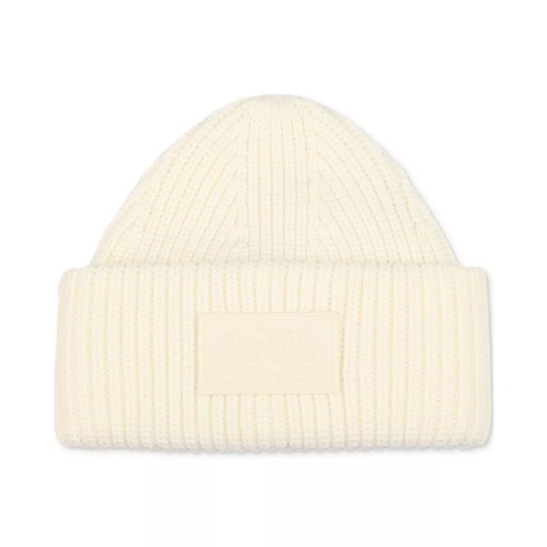 코치 Womens Classic Ribbed Tonal Patch Cuff Beanie