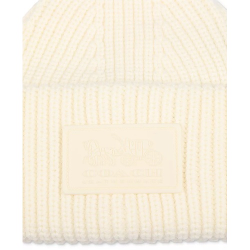 코치 Womens Classic Ribbed Tonal Patch Cuff Beanie