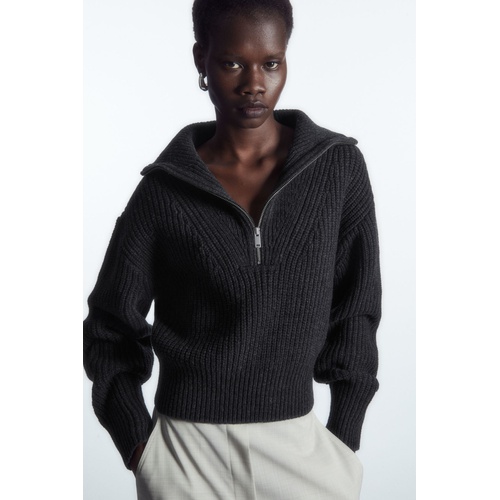 COS HALF-ZIP FUNNEL-NECK WOOL SWEATER