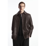 COLLARED GRAINED-LEATHER JACKET