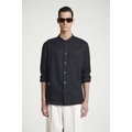 OVERSIZED GRANDAD-COLLAR LINEN SHIRT