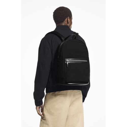 COS LEATHER-TRIMMED CANVAS BACKPACK