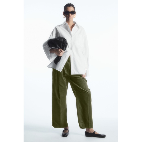 COS PLEATED BARREL-LEG CORDUROY PANTS