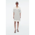 STRIPED KNITTED MINI POLO DRESS