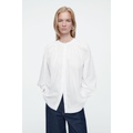 RUFFLED-CUFF GATHERED BLOUSE