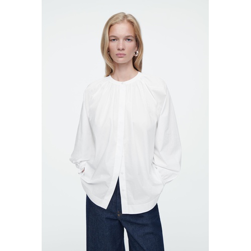 COS RUFFLED-CUFF GATHERED BLOUSE