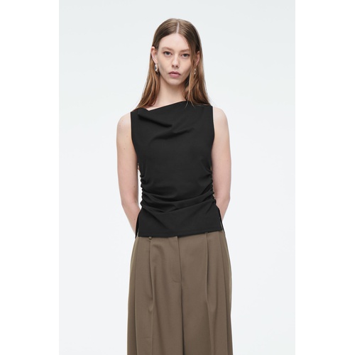 COS COWL-NECK GATHERED SLEEVELESS TOP