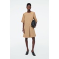 PLEATED COTTON MINI DRESS