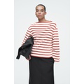 STRIPED BOAT-NECK TOP