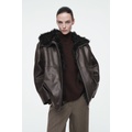 SHEARLING-LINED NAPPA HOODED JACKET