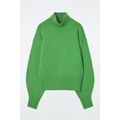 FUNNEL-NECK WAISTED WOOL SWEATER