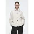 COLLARED FAUX SHEARLING JACKET