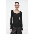 SCOOP-NECK MERINO WOOL LONG-SLEEVED TOP