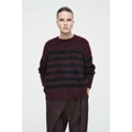 STRIPED BRUSHED-MOHAIR CREW-NECK SWEATER