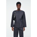 THE STRAIGHT-NECK RAW DENIM SHIRT