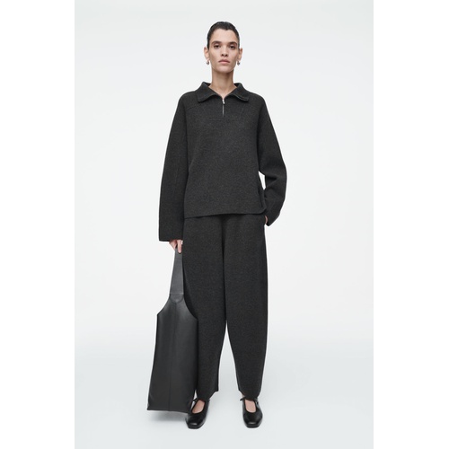 COS MERINO WOOL BARREL-LEG TROUSERS