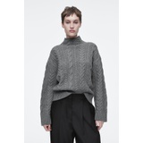 CABLE-KNIT WOOL FUNNEL-NECK SWEATER