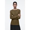 RIB-KNIT LONG-SLEEVED TOP