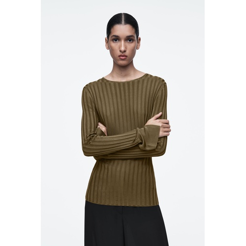 COS RIB-KNIT LONG-SLEEVED TOP