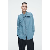 NECK-TIE DENIM BLOUSE