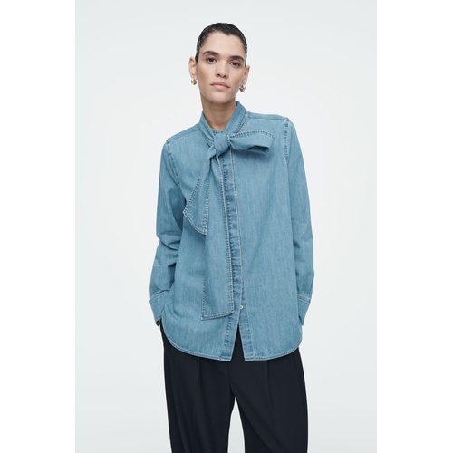 COS NECK-TIE DENIM BLOUSE