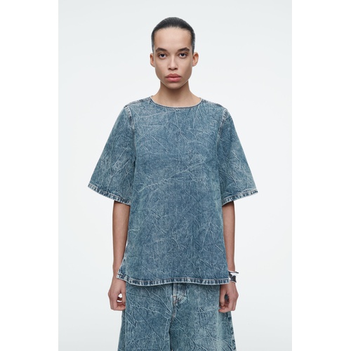 COS SHORT-SLEEVED WASHED-DENIM TOP