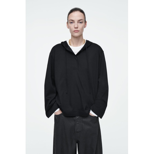 COS BUTTONED LIGHTWEIGHT JERSEY HOODIE